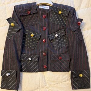 Patrick Kelly Striped Blazer with Dice Details